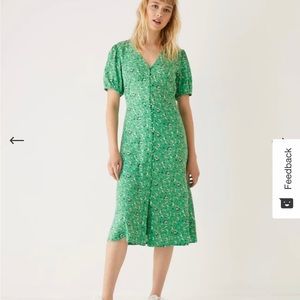 Frank and Oak green floral dress. Great for all seasons!